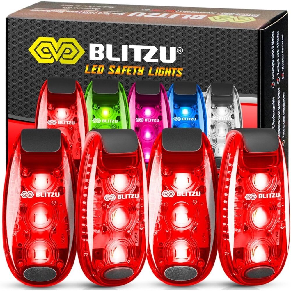 4 Pack LED Safety Light, Clip on Reflective Gear Lights for Walking at Night, Ru